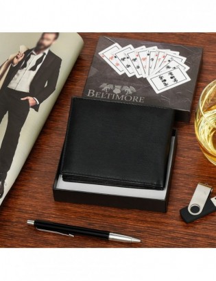 Zestaw męski skórzany portfel pasek duży Beltimore U89 - zdjęcie 7