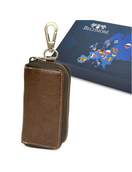 Etui na klucze premium skórzane kluczówka jasny brąz Beltimore P87