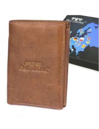 Portfel skórzany brąz vintage pionowy duży RFiD Beltimore  I43 - zdjęcie 1