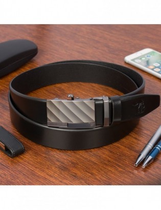 BELTIMORE pasek męski skórzany klamra automat czarny A19 - zdjęcie 3