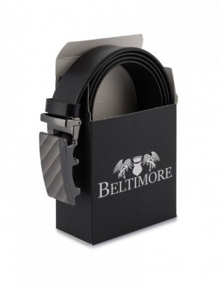 BELTIMORE pasek męski skórzany klamra automat czarny A19 - zdjęcie 9
