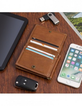 Portfel męski skórzany mały brązowy z wsuwką na banknoty RFiD Beltimore L47 - zdjęcie 8