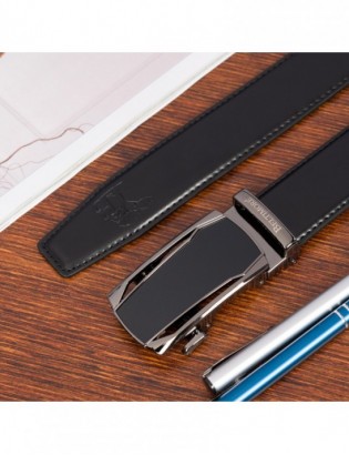 Pasek męski skórzany klamra automatyczna czarny Beltimore A42 - zdjęcie 3