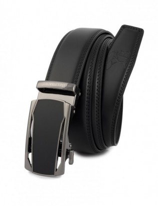 Pasek męski skórzany klamra automatyczna czarny Beltimore A42 - zdjęcie 5