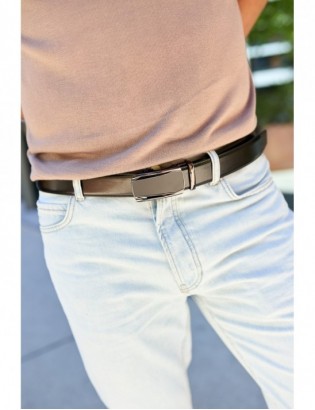 Pasek męski skórzany klamra automatyczna czarny Beltimore A42 - zdjęcie 14