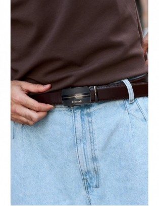 Pasek męski skórzany klamra automatyczna czarny Beltimore A43 - zdjęcie 3