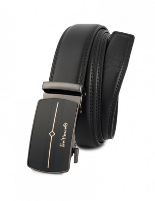 Pasek męski skórzany klamra automatyczna czarny Beltimore A43 - zdjęcie 6