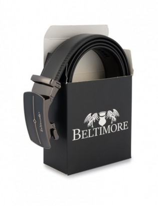 Pasek męski skórzany klamra automatyczna czarny Beltimore A43 - zdjęcie 7