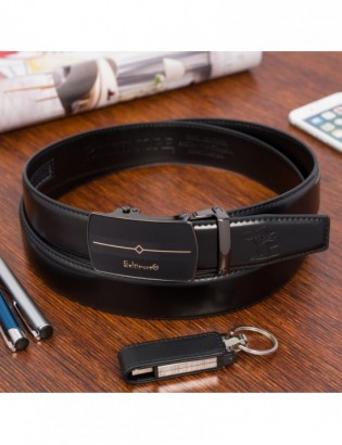 Pasek męski skórzany klamra automatyczna czarny Beltimore A43 - zdjęcie 9