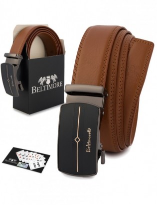 Pasek męski skórzany klamra automatyczna brązowy Beltimore A43 - zdjęcie 1