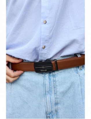 Pasek męski skórzany klamra automatyczna brązowy Beltimore A43 - zdjęcie 3