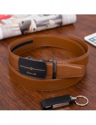 Pasek męski skórzany klamra automatyczna brązowy Beltimore A43 - zdjęcie 5