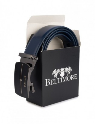 Pasek męski skórzany klamra automatyczna granatowy Beltimore A43 - zdjęcie 7