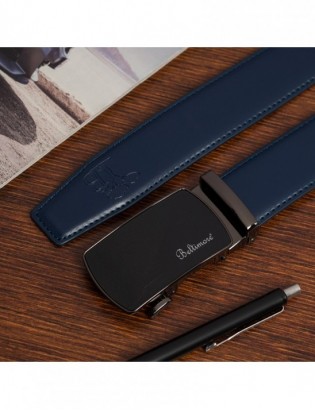 Pasek męski skórzany klamra automatyczna granatowy Beltimore A47 - zdjęcie 3