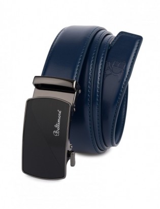 Pasek męski skórzany klamra automatyczna granatowy Beltimore A47 - zdjęcie 4