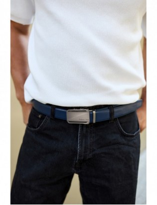 Pasek męski skórzany klamra automatyczna granatowy Beltimore A51 - zdjęcie 2