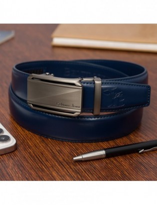 Pasek męski skórzany klamra automatyczna granatowy Beltimore A51 - zdjęcie 8