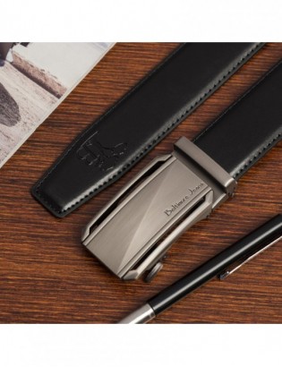 Pasek męski skórzany klamra automatyczna czarny Beltimore A51 - zdjęcie 3