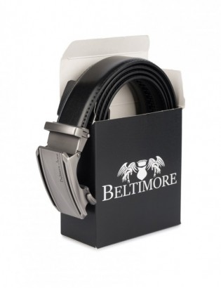 Pasek męski skórzany klamra automatyczna czarny Beltimore A51 - zdjęcie 6