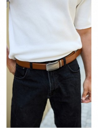 Pasek męski skórzany klamra automatyczna brązowy Beltimore A51 - zdjęcie 4