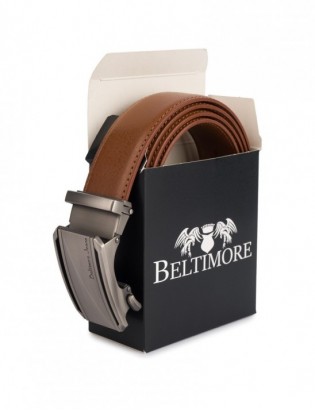 Pasek męski skórzany klamra automatyczna brązowy Beltimore A51 - zdjęcie 9