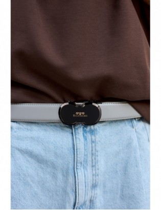 Pasek męski skórzany do spodni casual garnituru automat jasno szary Beltimore A39 - zdjęcie 2