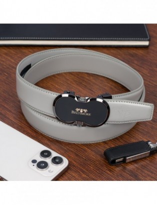 Pasek męski skórzany do spodni casual garnituru automat jasno szary Beltimore A39 - zdjęcie 3