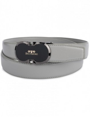 Pasek męski skórzany do spodni casual garnituru automat jasno szary Beltimore A39 - zdjęcie 5