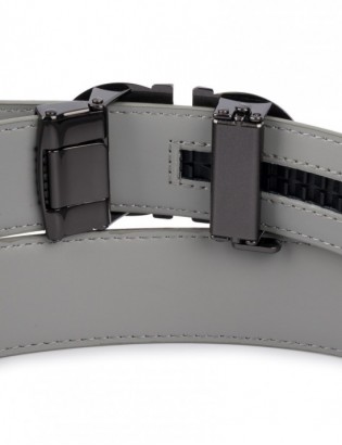 Pasek męski skórzany do spodni casual garnituru automat jasno szary Beltimore A39 - zdjęcie 6