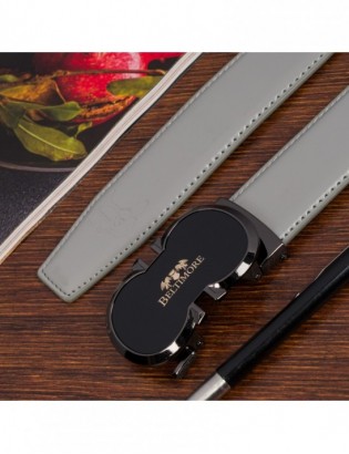 Pasek męski skórzany do spodni casual garnituru automat jasno szary Beltimore A39 - zdjęcie 7