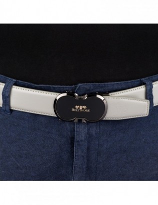 Pasek męski skórzany do spodni casual garnituru automat jasno szary Beltimore A39 - zdjęcie 8