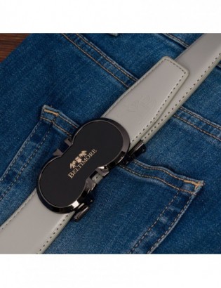 Pasek męski skórzany do spodni casual garnituru automat jasno szary Beltimore A39 - zdjęcie 9