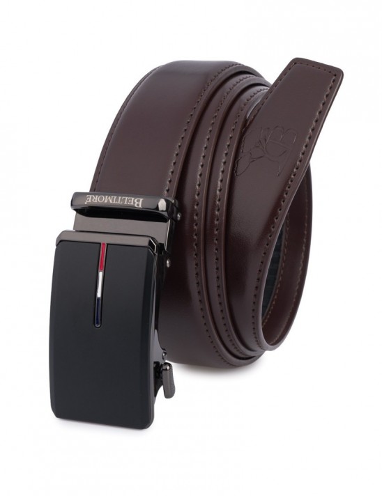 Pasek męski skórzany do spodni casual garnituru automat brązowy Beltimore A40