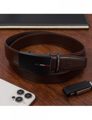 Pasek męski skórzany do spodni casual garnituru automat brązowy Beltimore A40 - zdjęcie 3
