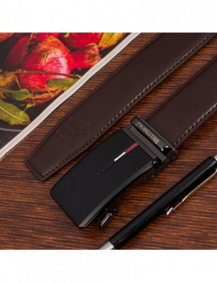 Pasek męski skórzany do spodni casual garnituru automat brązowy Beltimore A40 - zdjęcie 7