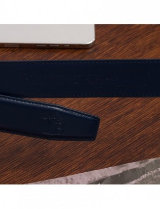 Pasek męski skórzany do spodni casual garnituru automat gładki granatowy Beltimore A41 - zdjęcie 5
