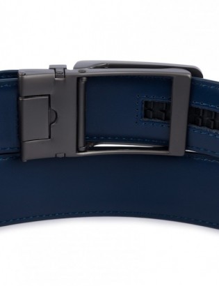 Pasek męski skórzany do spodni casual garnituru automat gładki granatowy Beltimore A41 - zdjęcie 8