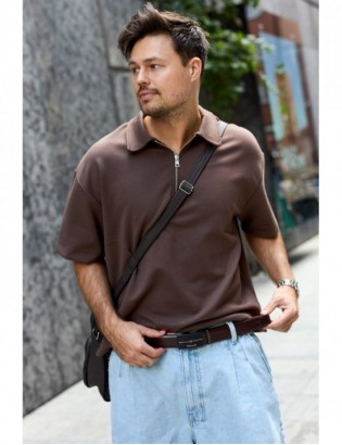 Pasek męski skórzany klamra automatyczna ciemno brązowy Beltimore A43 - zdjęcie 2