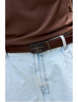 Pasek męski skórzany klamra automatyczna ciemno brązowy Beltimore A43 - zdjęcie 3