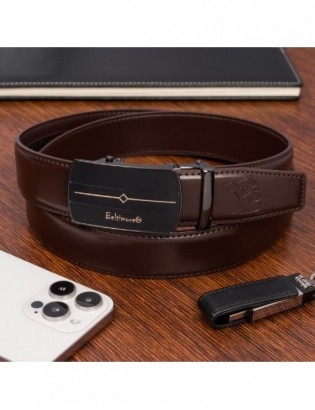 Pasek męski skórzany klamra automatyczna ciemno brązowy Beltimore A43 - zdjęcie 4