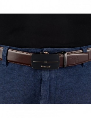 Pasek męski skórzany klamra automatyczna ciemno brązowy Beltimore A43 - zdjęcie 11