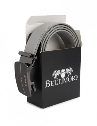 Pasek męski skórzany klamra automatyczna jasno szary Beltimore A43 - zdjęcie 6