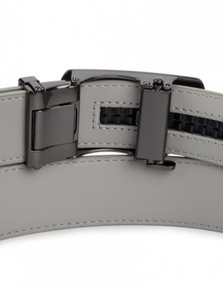 Pasek męski skórzany klamra automatyczna jasno szary Beltimore A43 - zdjęcie 8