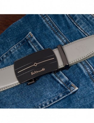 Pasek męski skórzany klamra automatyczna jasno szary Beltimore A43 - zdjęcie 9