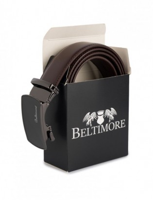 Pasek męski skórzany klamra automatyczna ciemnobrązowy Beltimore A47 - zdjęcie 2