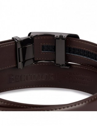 Pasek męski skórzany klamra automatyczna ciemnobrązowy Beltimore A47 - zdjęcie 5