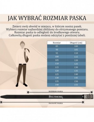 Pasek męski skórzany klamra automatyczna ciemno brązowy Beltimore A45 - zdjęcie 14
