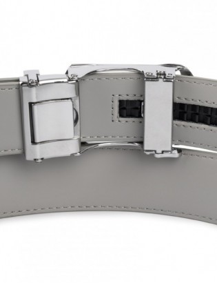 Pasek męski skórzany klamra automatyczna jasno szary Beltimore A48 - zdjęcie 8