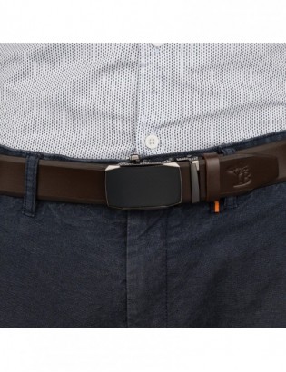 Pasek męski skórzany klamra automat czekoladowy Beltimore A22 - zdjęcie 3