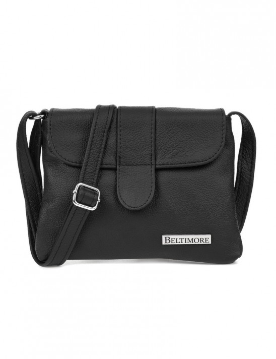 Czarna mała skórzana torebeczka damska torebka listonoszka Beltimore H30